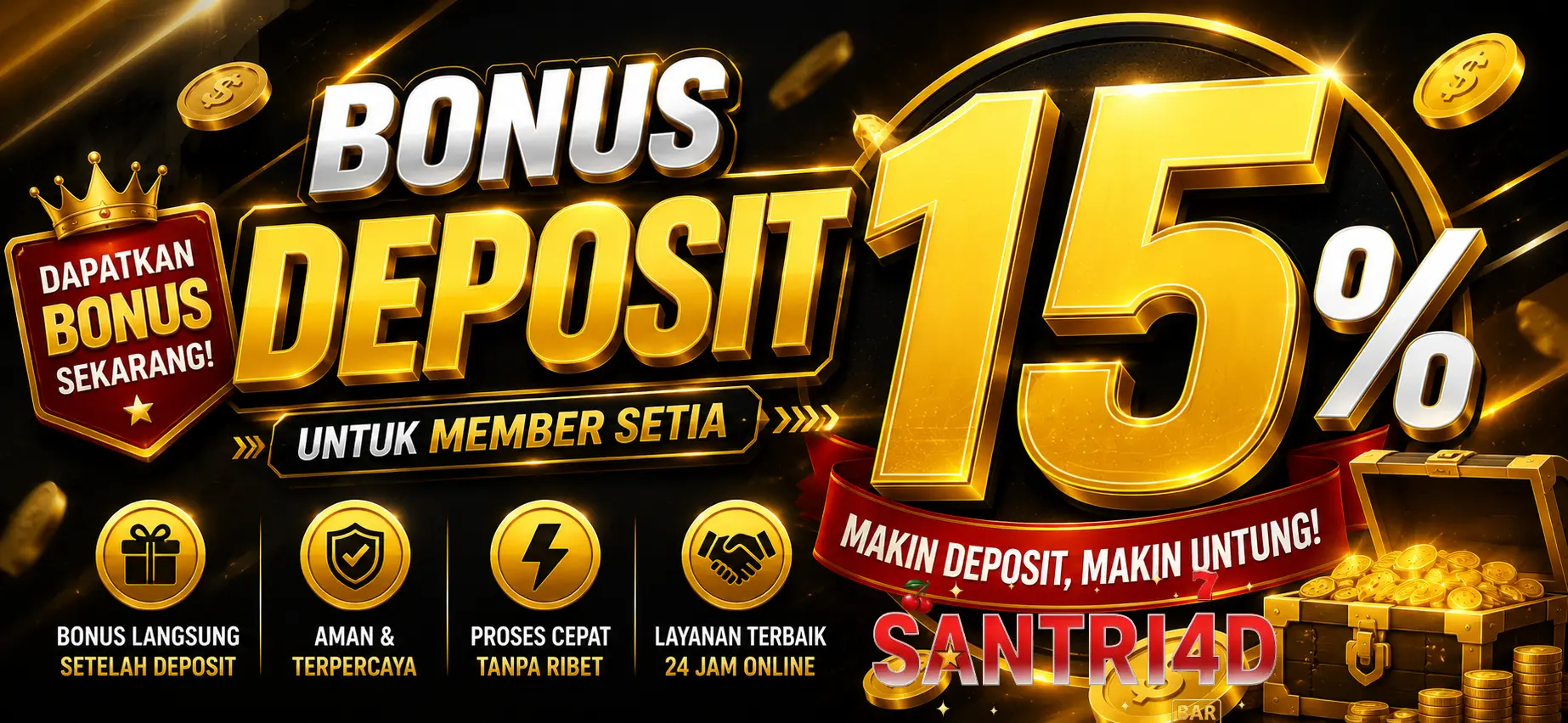 Bonus Deposit Setiap Hari 15% Di Santri4d